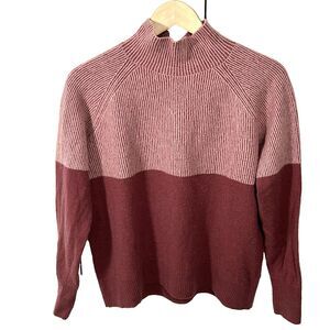 Summersalt The Luxe Cashmere Blend Two Tone Sweater Size Medium Rosewood Shell